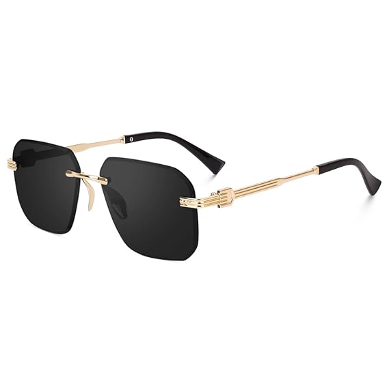 UV Protected Square Rimless Sunglasses for Men