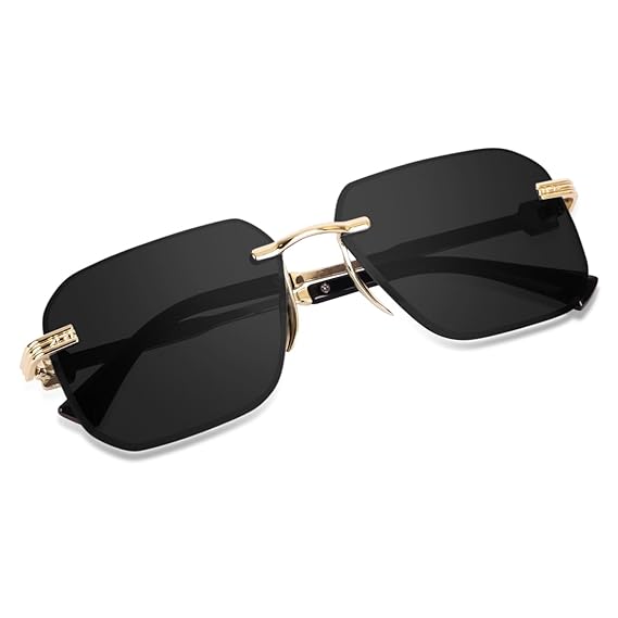 UV Protected Square Rimless Sunglasses for Men