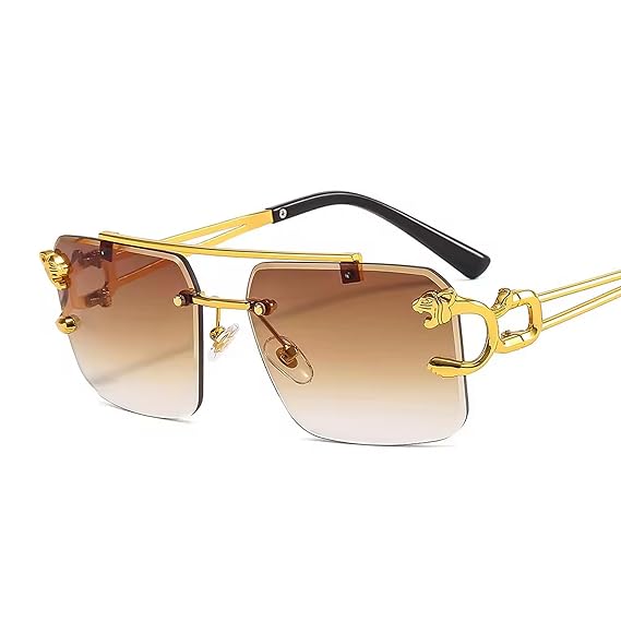 GOLD FRAME Diamond Cut Rectangular sunglasses for Men