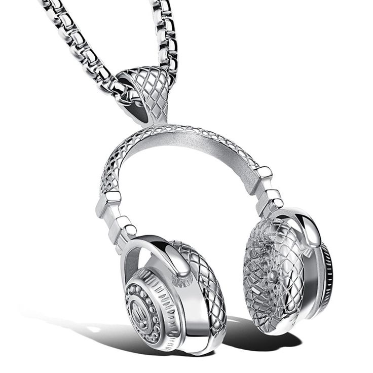 Stainless Steel Headphone Pendant Necklace for Men