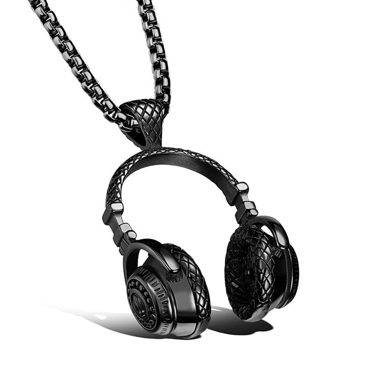 Stainless Steel Headphone Pendant Necklace for Men